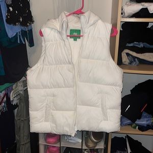 White Puffer Vest with Hood